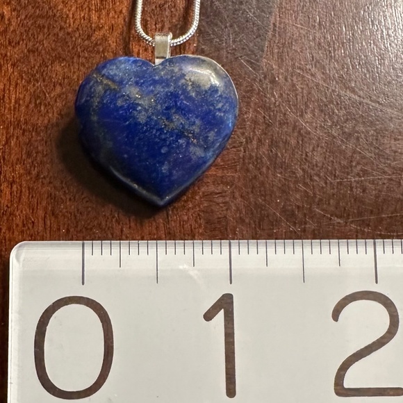 lapis heart pendant with sterling silver chain - Picture 5 of 7